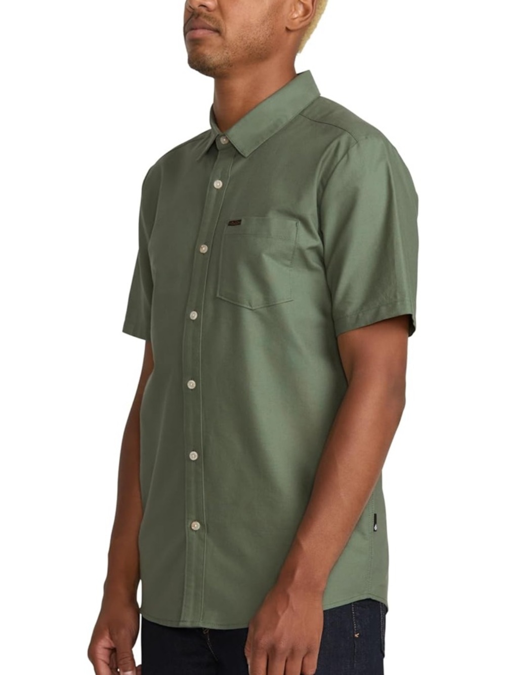 Men's Short Sleeve Oxford Button-Up Shirt - Olive Green